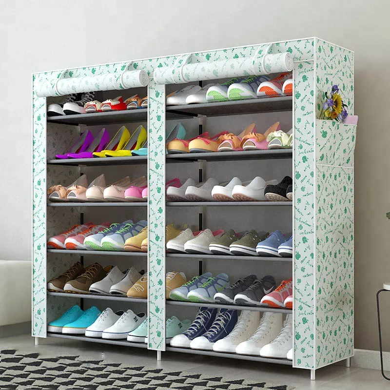 Kaidi 6 ярусов Нетканая простая мебель многофункциональный шкаф для хранения обуви двухрядный органайзер для обуви пыленепроницаемый стеллаж для обуви