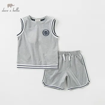 

DBK9774 dave bella summer kids boys fashion clothing sets boys casual sleeveless suits children solid