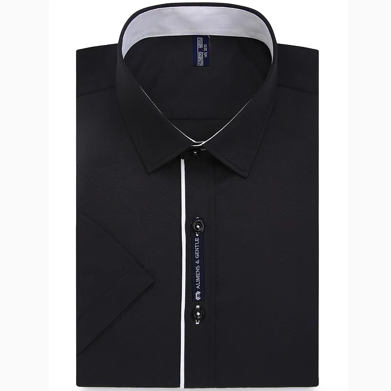 Мужская рубашка с коротким рукавом 8XL 7XL 6XL цвет черный светильник синий повседневные белые рубашки для мужчин Мода Camisa Masculina - Цвет: 2901-1
