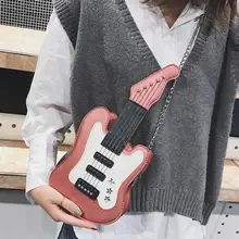 Модная сумка на плечо в форме гитары, Женская Повседневная сумка с цепочками из искусственной кожи, женская сумочка на цепочке, мини сумка через плечо