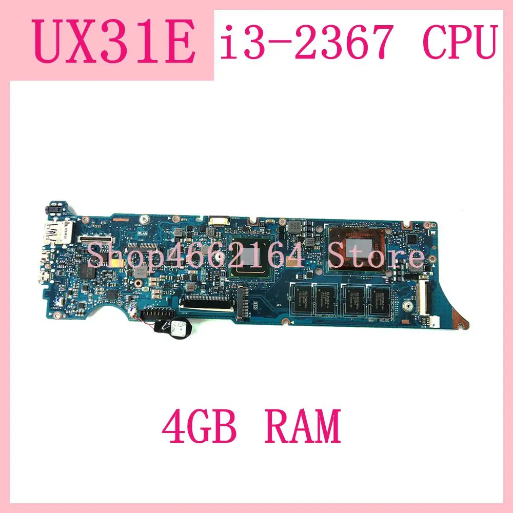  UX31E Mainboard With i3-2367 CPU Processor 4GB RAM REV3.0 For ASUS ZenBook UX31 UX31E Laptop Mother