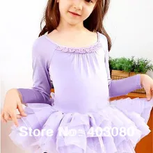Сиреневая детская балетная пачка с длинными рукавами для детей от 4 до 8 лет Детское танцевальное платье-пачка танцевальное платье юбка для малышей