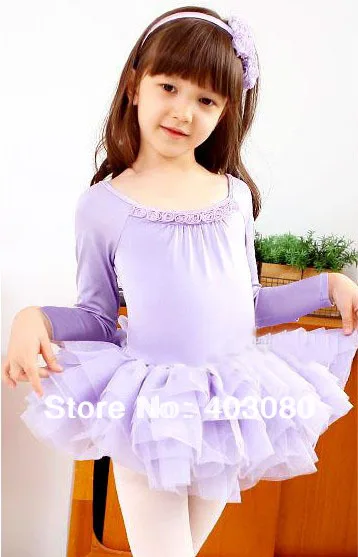 

Free shipping!!! Long sleeve lilac 4-8 years Children ballet skirt,kid tutu dance dress,dancing dress,baby skirt