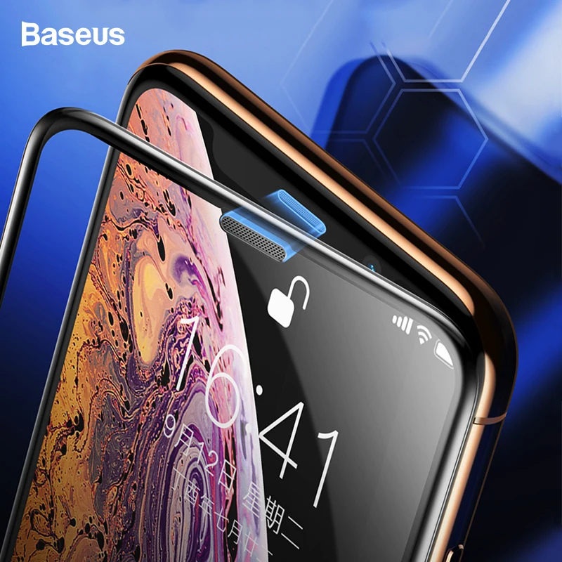 

Baseus 0.3mm Dust-proof Screen Protector For iPhone Xs Max Xr Xs Soft Edge Protective Tempered Glass Film For iPhone Xsmax X S R