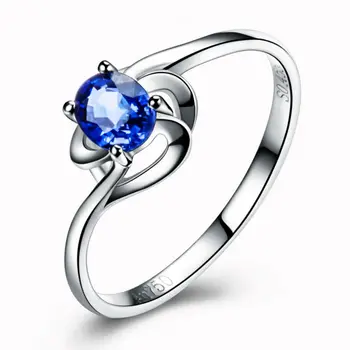 

2017 GVBORI Sapphire Wedding Ring For Women Gift For Lover Fine Jewelry Valentine real sapphire ring gold ring real