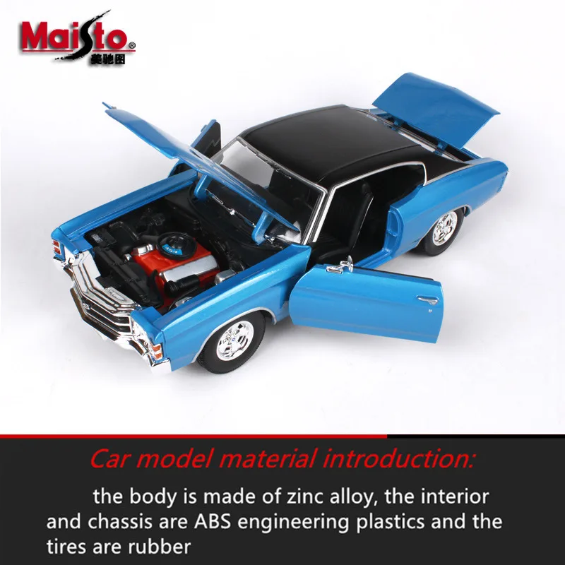 Модель автомобиля Maisto 1:18 1971 Chevrolet Corvette SS 454 SPORT из сплава в стиле ретро
