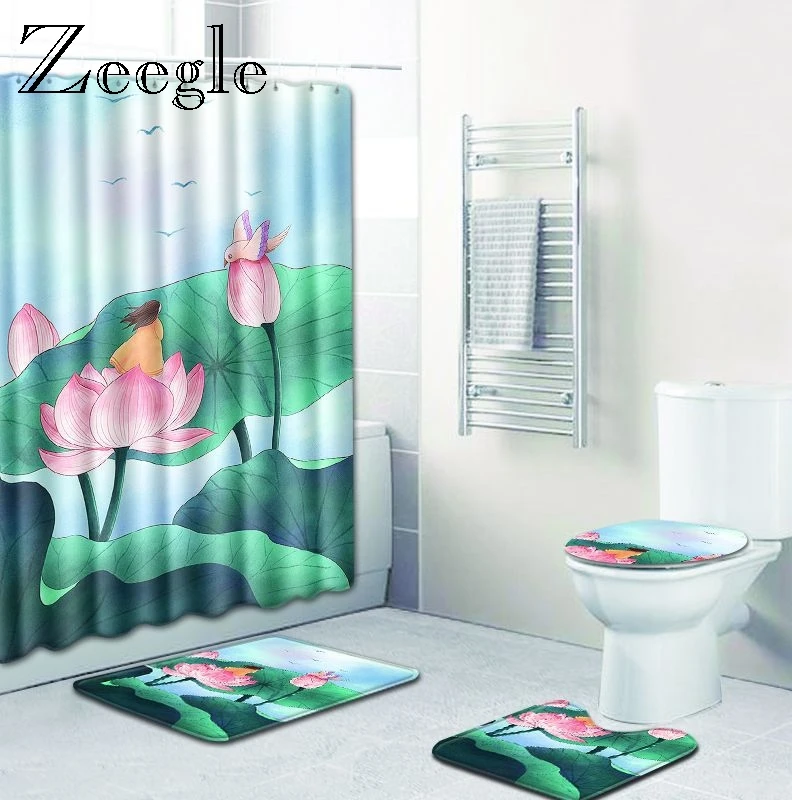 

Zeegle Shower Anti Slip Foot Mat Toilet Bath Rug Floor Mat Microfiber Bathroom Mat Water Absorption Rug Washable Soft Shower Mat