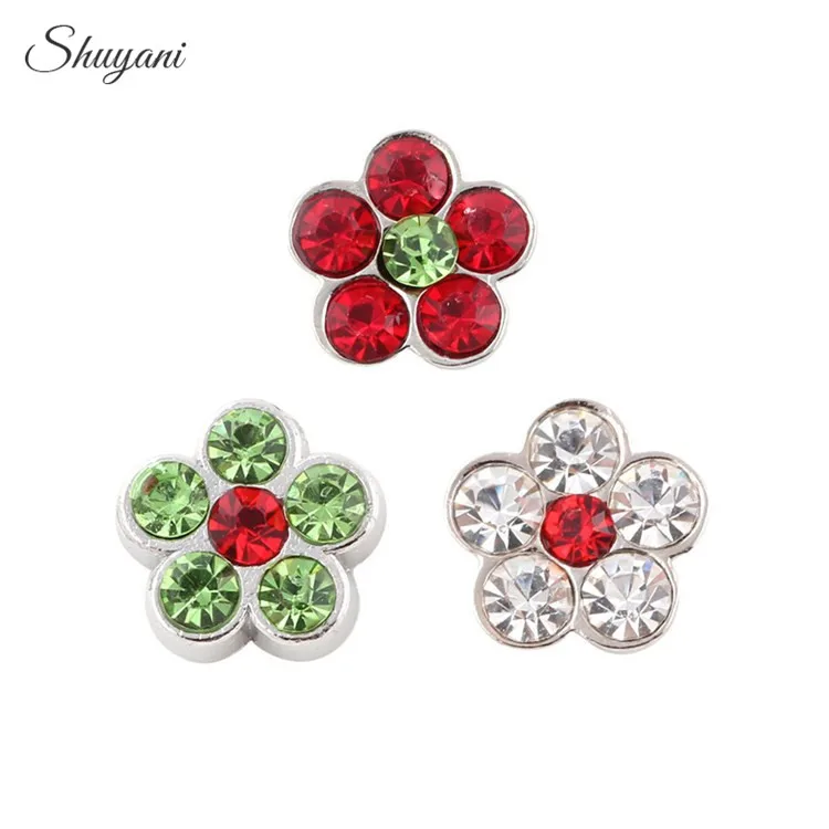 

20pcs/lot Wholesale Silver Plated Crystal Flower Charms Birthstone Floating Locket Charms for Living Glass Locket