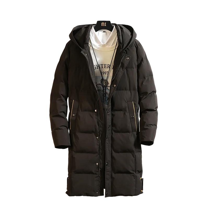 Зимняя Толстая хлопковая стеганая куртка мужская с капюшоном теплая плотная парка пальто мужская длинная теплая куртка пальто мужской Тренч Верхняя одежда