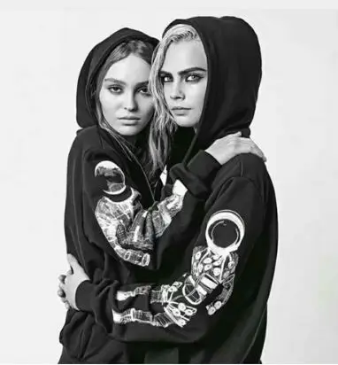 

autumn winter Best version fashion Casual astronaut Printing Zipper Hoodies HIP HOP women Oversized Sweatshirts black L-3XL