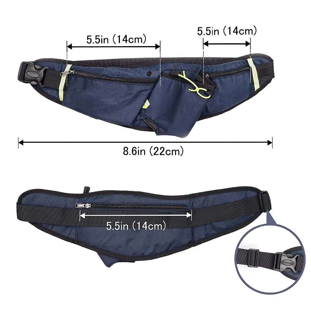 Jeebel Nylon correa para correr Paquete de cintura con botella de teléfono para hombre bolsa de deporte para correr para mujer impermeable para teléfono