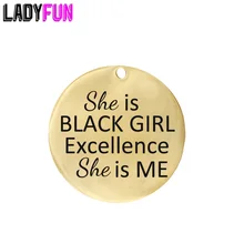 Ladyfun из нержавеющей стали черные подвески для девушки-она черная девушка совершенство она я очарование для изготовления ювелирных изделий
