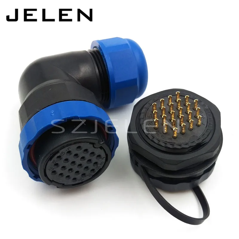 

SD28TA-ZM, 24 pin 90 degree elbow Waterproof connector , m28mm, IP67 Waterproof Plug and socket ,LED Power cable connector