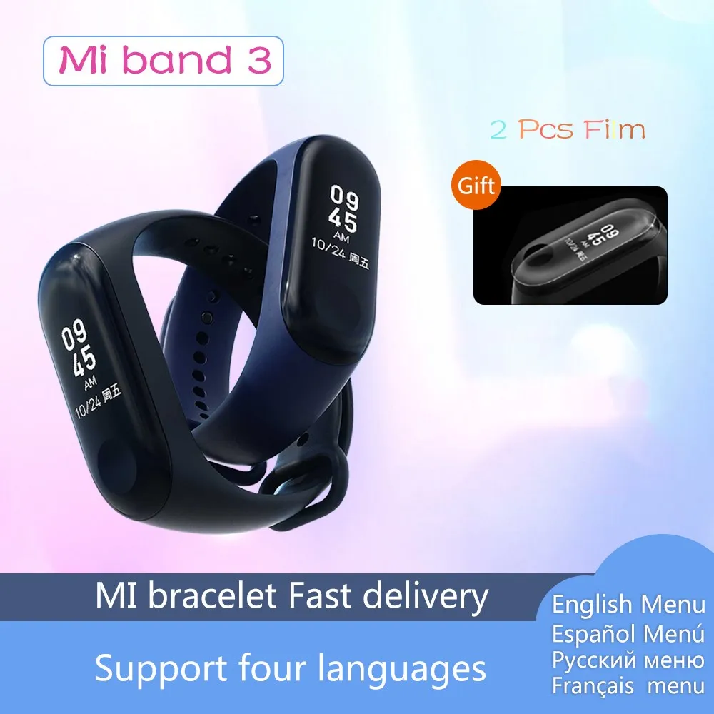 Оригинальный Смарт браслет Xiaomi Mi Band 3 фитнес OLED время сообщений Smartband Bluetooth 4 2 Android