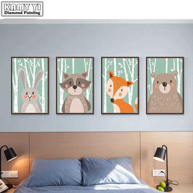 5D DIY Алмазная вышивка в виде медведя из мультфильма лисы с помпоном кроличьего