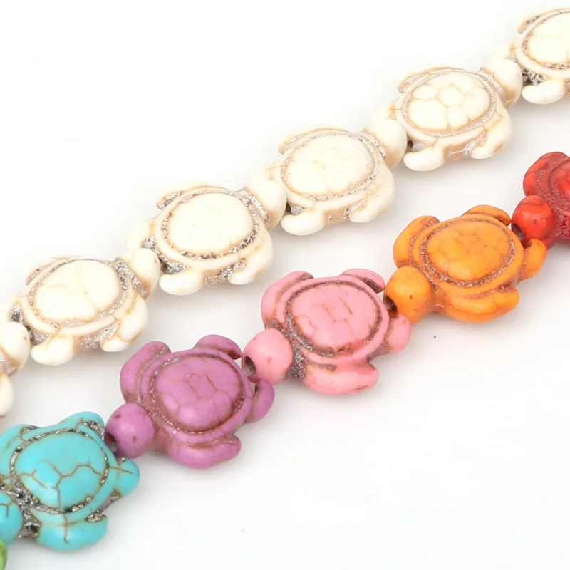 Wholesale 24pcs Manmade Howlite Turtle Bead Stone Charm for Bracelets Jewelry Making 14*17mm-in ...