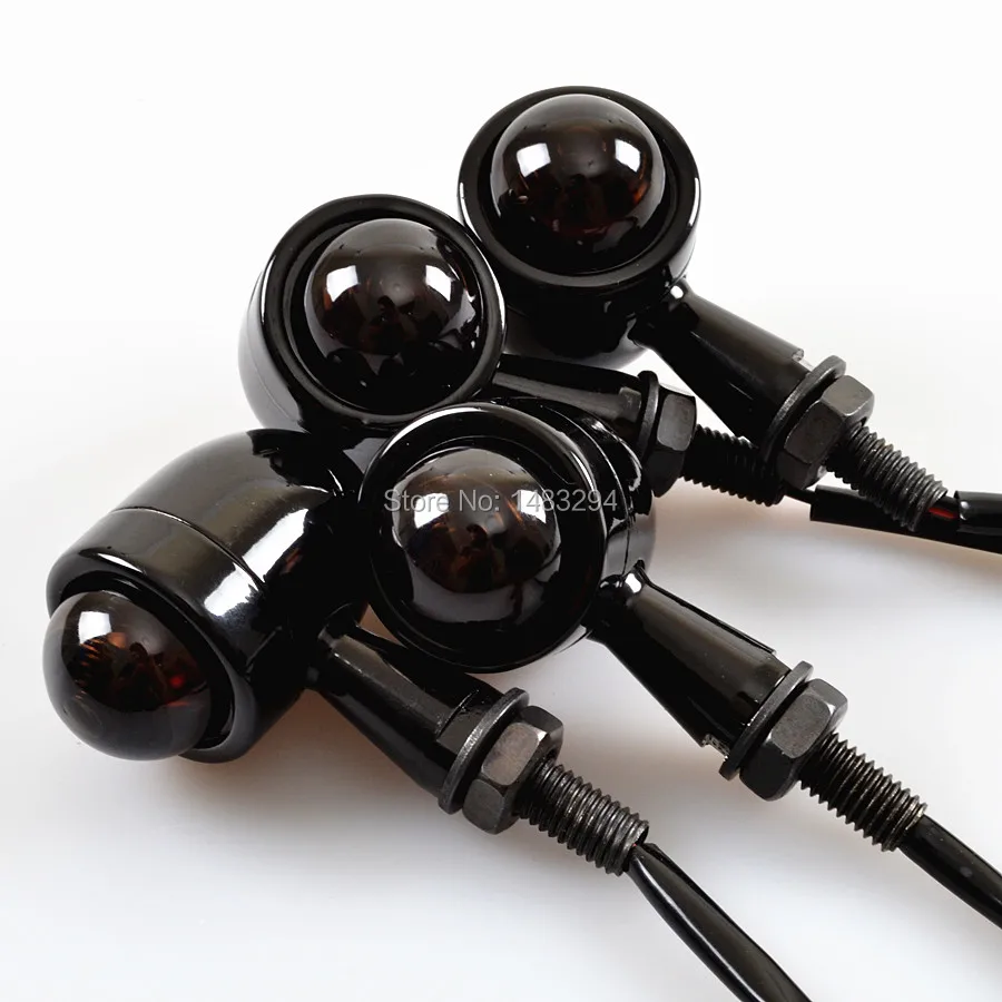 4x Motorcycle Bullet Turn Signal Indicator Light Fits For Harley Chopper Amber Black |