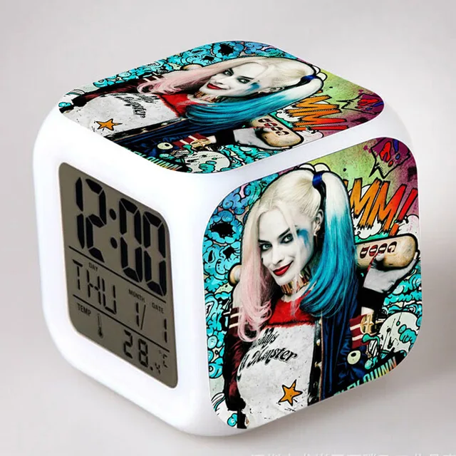 Suicide Squad LED Alarm Clock Harley Quinn Figurin Joker reloj