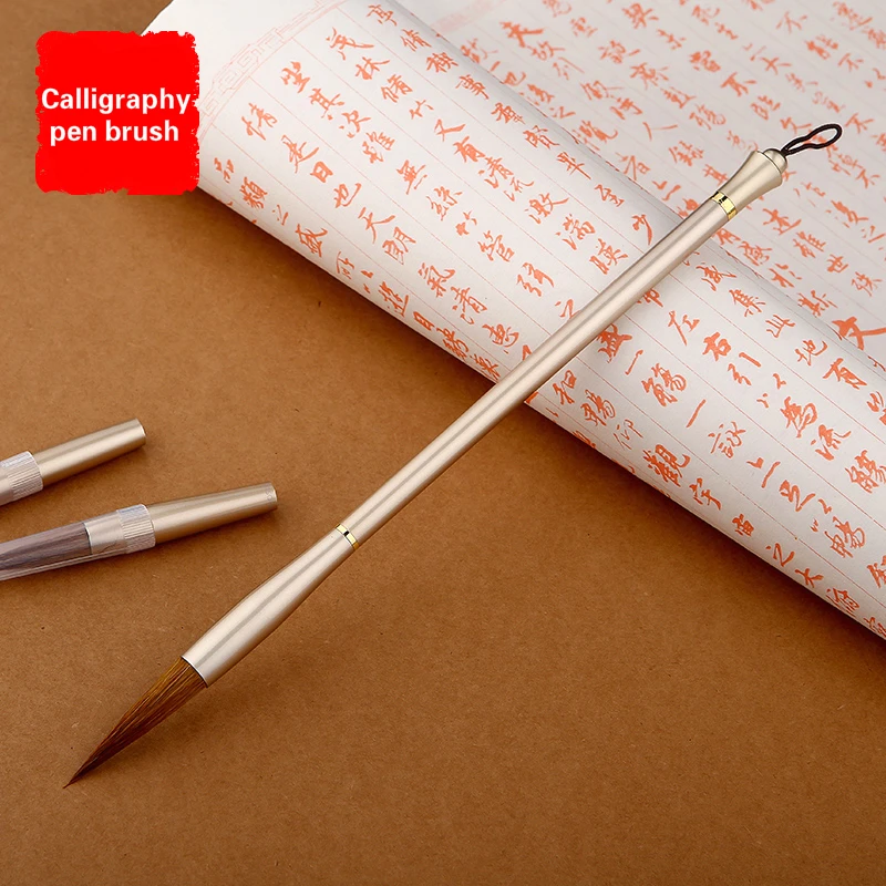 

Modern High Quality Metal Lettering Calligraphy Pen Brush Set Painting Large Middle Small Regular Script Handwriting Brushes