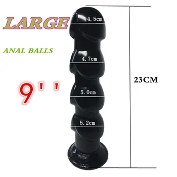 9 Inches Flexible Anal Beads with Sucker Sex Products Anal Sex Toys for Adult Good Quality Silicone Large Butt Plugs (23cm) 1