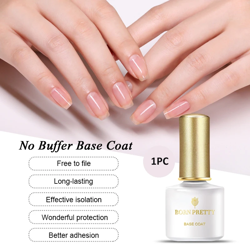 BORN PRETTY Base Top Coat Gel Nail Polish 6ml Matte Gel Gel Varnish Manicure Reinforcement Gel Peel Off Varnishe Nail Art Design - Цвет: No Buffer Base Coat