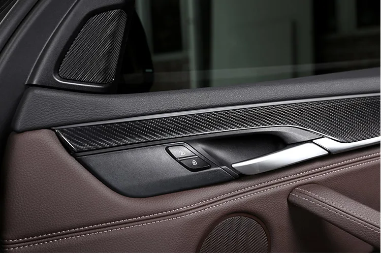 4 шт., настоящее углеродное волокно для BMW X5 F15-, декоративная панель для внутренней двери, накладка, автомобильные аксессуары
