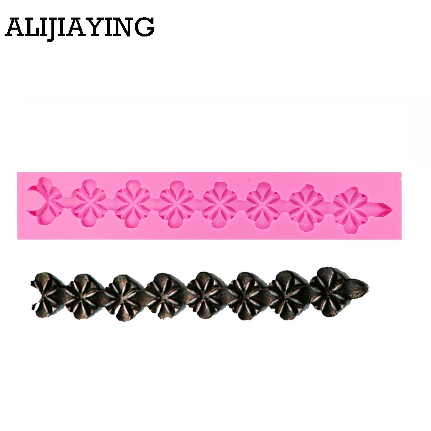 

M0800 Long lace flower Pattern shaped 3D silicone cake fondant mold, cake decoration tools chocolate moulds Kitchen accessories