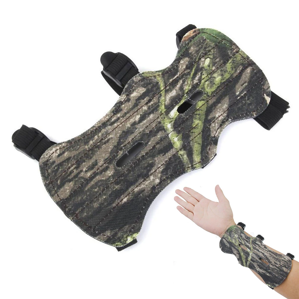 MAYITR Black/Green Camouflage Shooting Archery Arm Guard Bow Safety Protective Gear Leather 3 Straps for Hunting Outdoor New