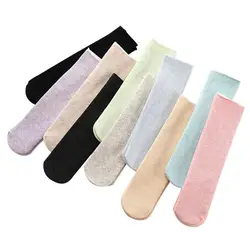 Повседневные зимние носки для девочек, плотные чулочно-носочные изделия, Базовые носки, повседневные носки, однотонные Хлопковые вязаные