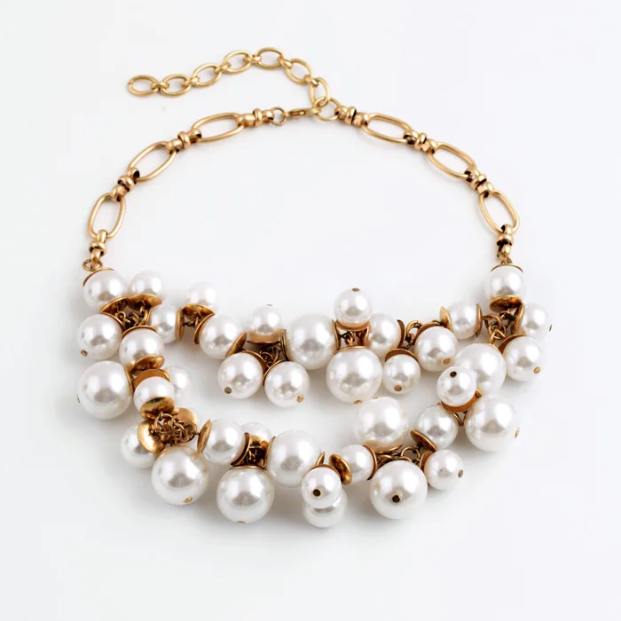 

New Arrival 2014 Wholesale Major Suit Retro Personality Imitation Pearl Pendant Female Manual Chain Necklace