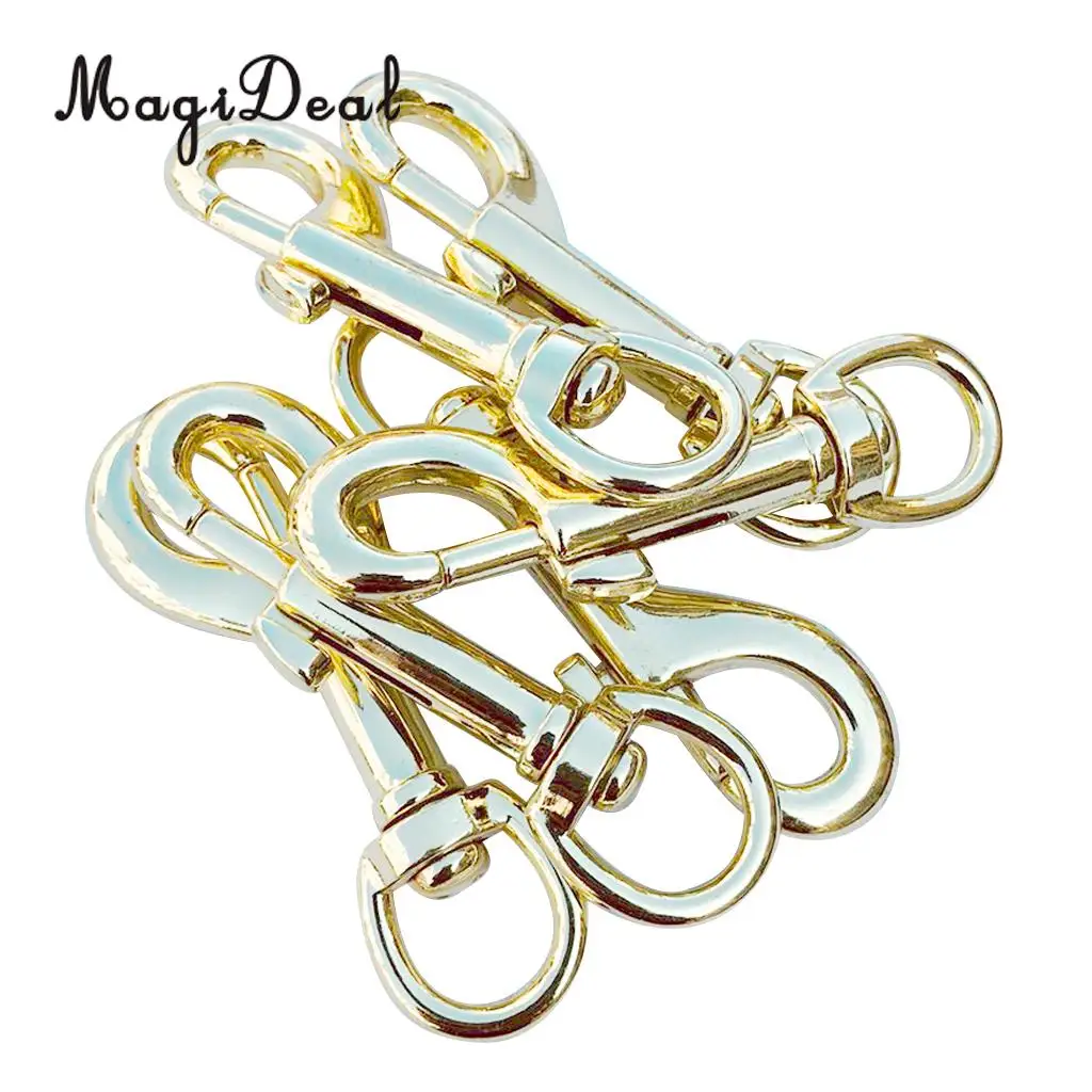 MagiDeal Heavy Duty 6Pcs/Lot 78mm Swivel Clip Snap Hook Tools for Keychains Dog Lead Leather Marine Industry Supply Gold/Silver