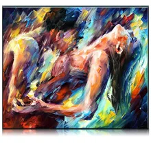HandPainted lover Palette Knife oil Painting Naked Woman and man hug Sex Wall Art Wedding Decor the naked man
