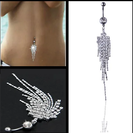 

Unisex Women Men Mix Body Jewelry Piercing Crystal Double Gem navel Navel Ring Stainless Steel navel ring body piercing jewelry