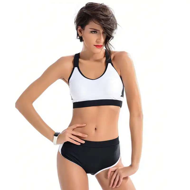 sports bra and shorts bathing suit