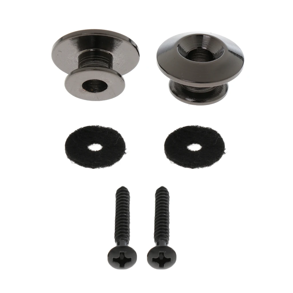 Toyful 2 Pieces Black Strap Button with Mounting Screw for Electric Guitar Bass Ukulele Mandolin Bass Guitar Strap Buckle 