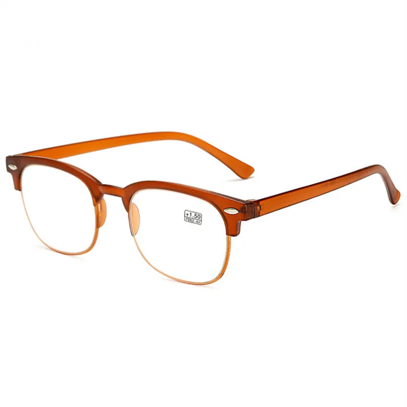 

XojoX Classic Reading Glasses Men Retro TR90 Half Frame Women Hyperopia glasses Presbyopic Anti Fatigue Brown Eyeglasses