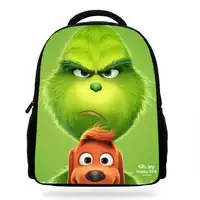 14Inch Cute Cartoon Backpack For Kids Boys Girls The Grinch Bag For Children School Print Bookbags For Students