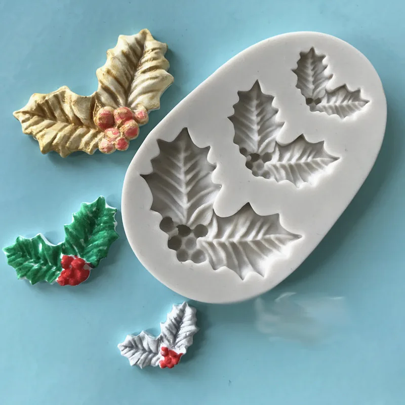 

Christmas tree leave silicone fandont mold Silica gel moulds Chocolate molds candy mould silicone molds Christmas leaf moulds