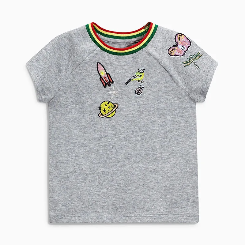 

kids summer clothing cartoon embroidery baby girls T-shirts cotton short-sleeved Tees casual children Tops