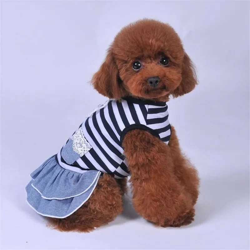 Cute Pet Dog Clothes Dress for Small Dogs 100 Cotton Black and White
