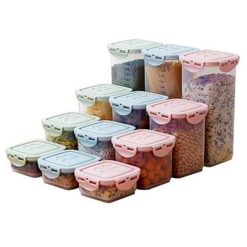 

4pcs Cereal Dry Food Storage Container Airtight Leakproof Storage Bottle With Locking Lids For Food Sugar Snacks(Random Color)