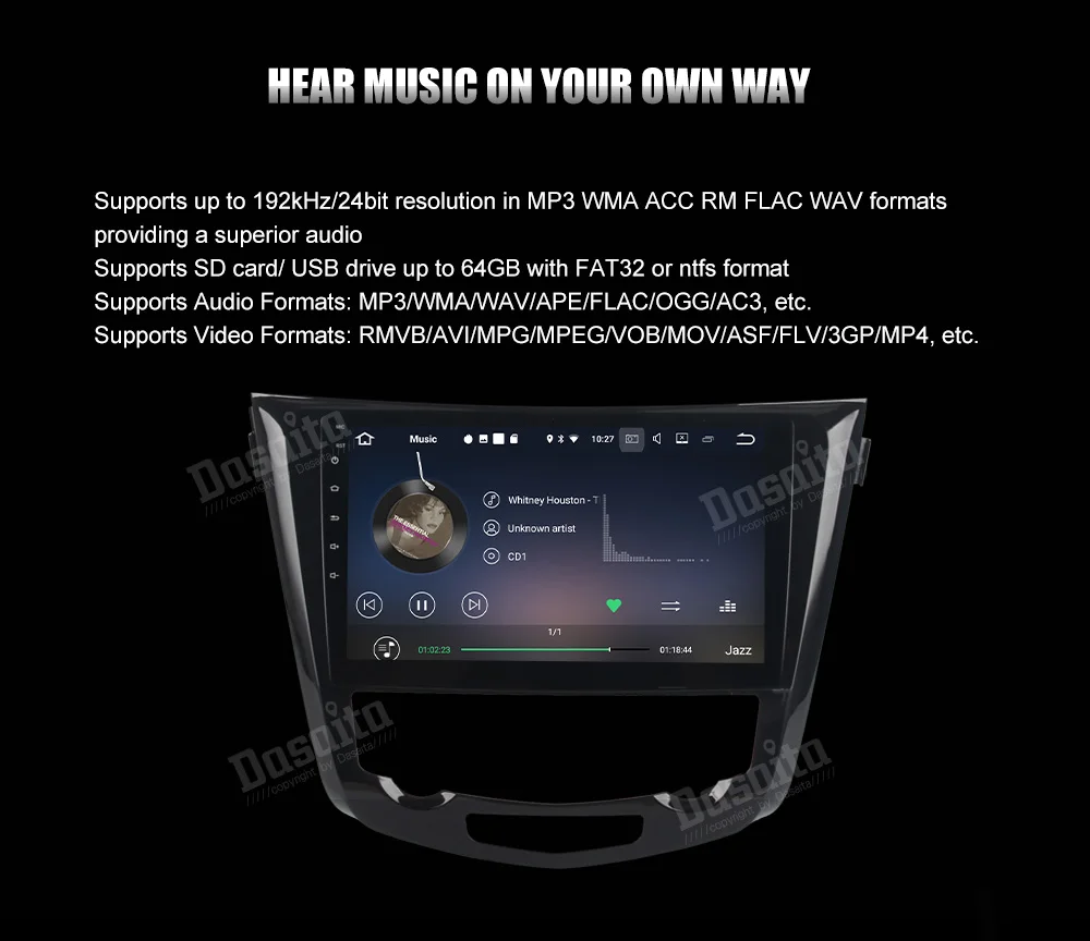 Sale Dasaita 10.2" Android 8.1 Car GPS Player Navi for Nissan X-Trail 2014-2017 with 2G+16G Quad Core Stereo Radio Multimedia 4G 12