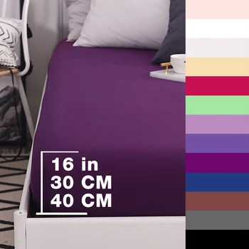 

600TC Cotton Luxury Solid Fitted Sheet Mattress Cover Bed Sheets With Elastic Band Bedsheet Bedding Gray White Black Purple