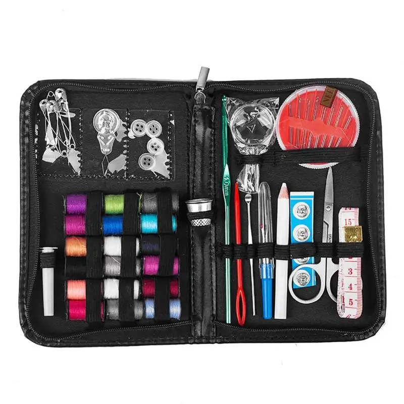 27-282pcs/set Portable Travel Sewing Box Kit Sewing Thread Stitches Knitting Needles Tools Cloth Buttons Craft Scissor Mom Gifts - Цвет: 42pcs