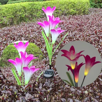

2 Pcs Lily Flower Solar Light LED Solar Powered Garden Lights 2019 New Arrival Stake Light Multi-color Change LED Light