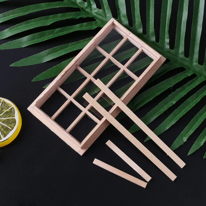 

New 1:12 Dollhouse 12-pane Wooden Window Frame Miniature Doll Houses
