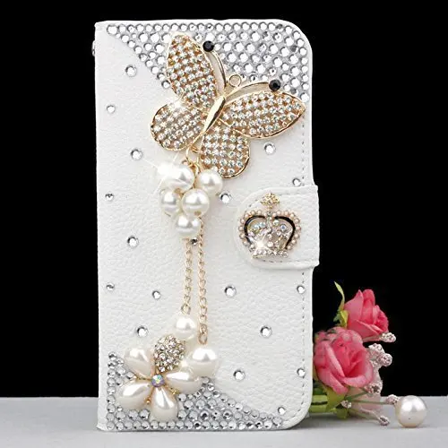 

Bling Handmade Glitter Rhinestone Pearl Leather Flip Wallet Protective Case for Iphone X 6 6s 7 8 for Samsung S6 S7 S8 S9 N5 N9