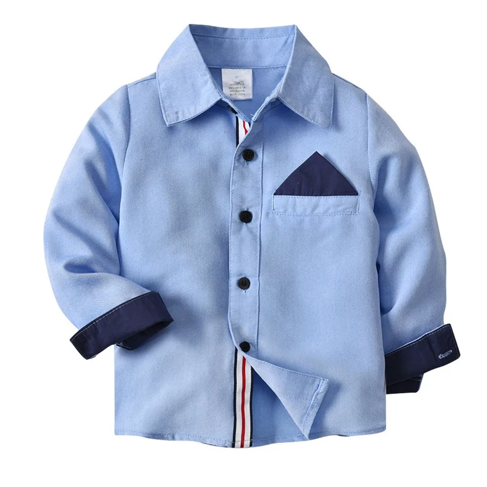 Baby Boys Casual Clothes Pure Color Button Down Shirts Long Sleeve