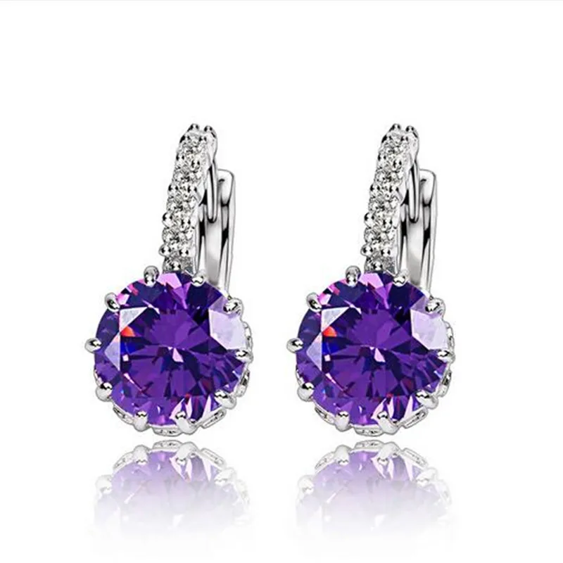 

Trendy Shiny Crystal Loop Earring Luxury 925 Sterling Silver Modern Charming Jewelry for Women Lover Gift Sweet Romantic