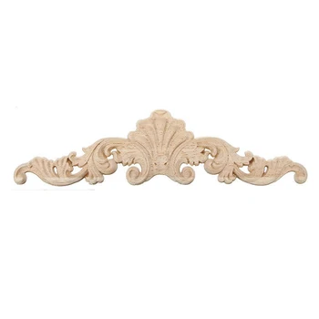 

Wholesale HOT-30*8*1cm Wood Carved Corner Onlay Applique Frame Decor Furniture Craft Unpainted